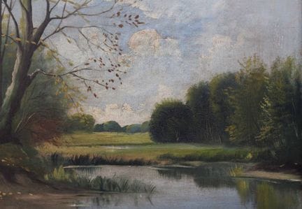 unleserl.signiert, Landschaft, Öl/Leinwand, hinter