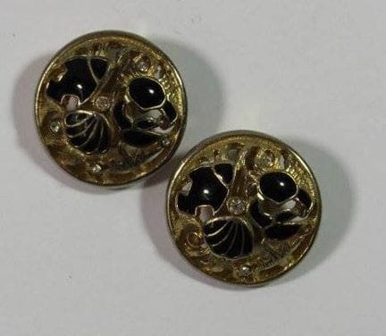 Paar Modeschmuck-Ohrclips, teilw. emailliert, bese
