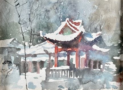 GU GONGDU (né en 1941)
Temple enneigé et Forêt
Deu