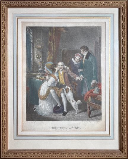 Mannette de 7 pièces encadrées dont gravures.
