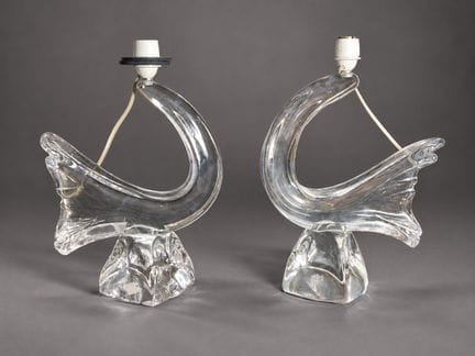 DAUM France
Paire de pied de lampe en verre pressé