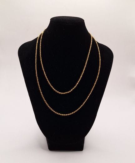Sautoir en or jaune 18K 750‰, maille torsadée, mun