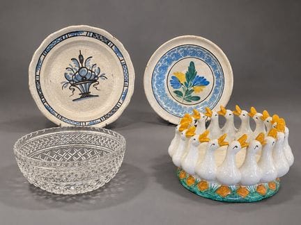 Coupe à fruits en céramique polychrome italienne à