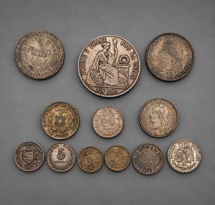 Lot de pièces en argent comprenant :
- 	Pièces de 