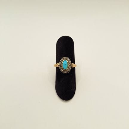 Bague en or jaune 18K 750‰ et argent 2nd titre 800