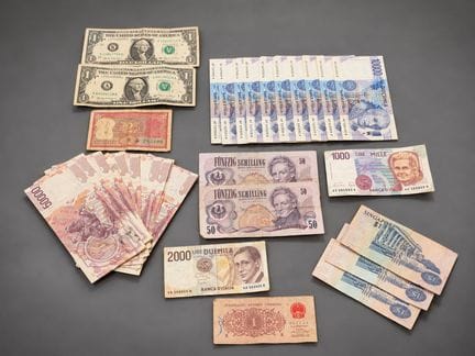 Lot de billets étranger dont Lire, dollar et diver