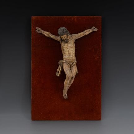 Grand Corpus Christi espagnol en bois sculpté et p