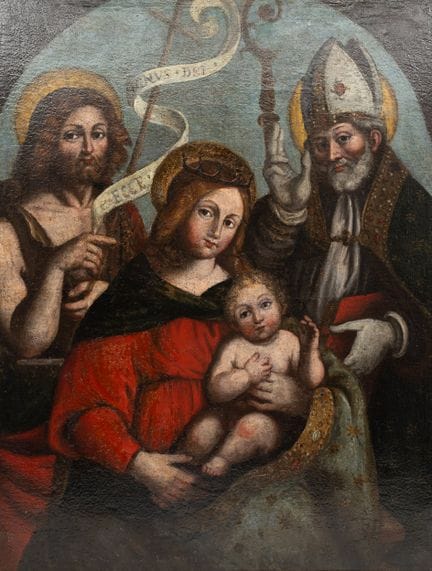 Peinture ancienne à l'huile sur toile représentant