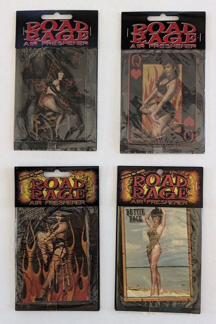 4 Vintage Bettie Page "Road Rage" Car Air Freshene