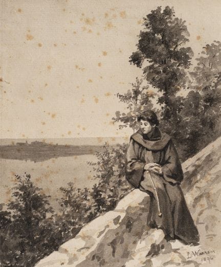 Anonimo (XIX secolo), Monaco al lago di Albano, 18