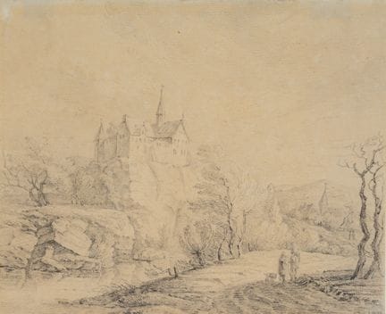 Desconocido (siglo XIX), Paisaje con un castillo e