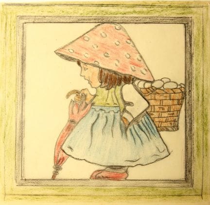 Anonimo (XX secolo), Ragazza con cappello e cesto,