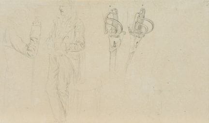 J. KLEIN (1792-1875), Boceto: hombres y empuñadura