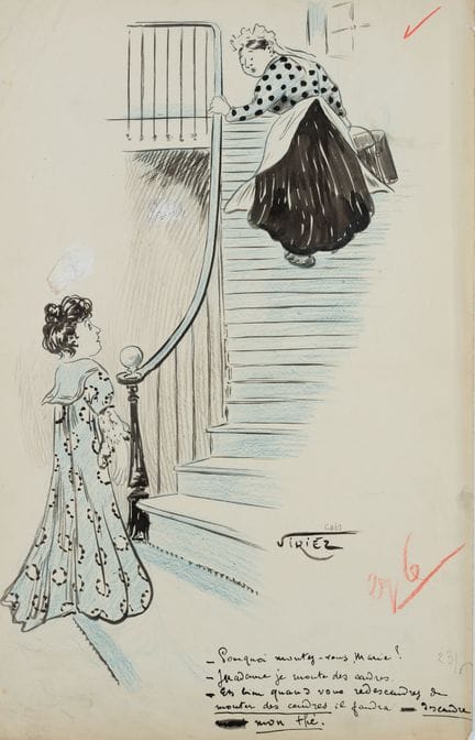 VIRIEZ (siglo XIX), Caricatura. «Las escaleras», t