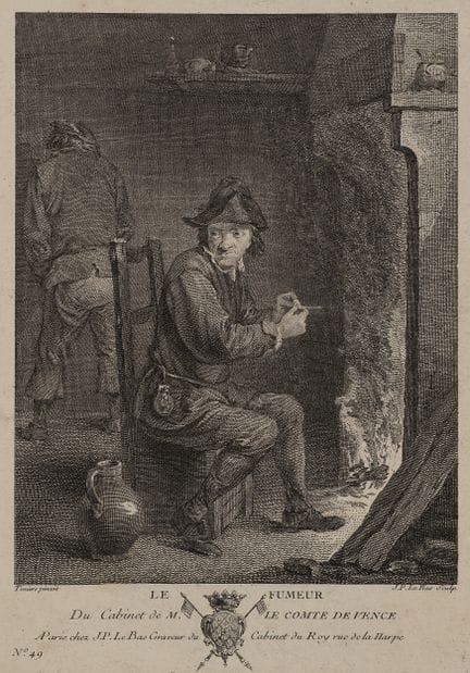 J. BAS (*1707) after TENIERS (*1610), The Smoker, 