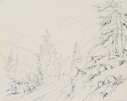 E. BRETENIÈRES (*1804), Passo del Gottardo nella v