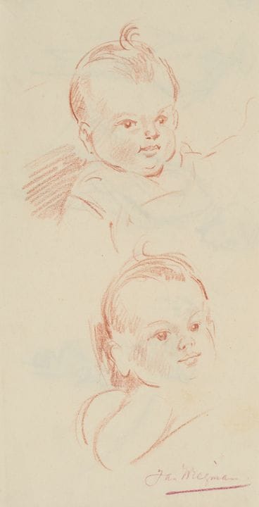 J. WIEGMAN (*1884), Ritratti di bambini, con studi