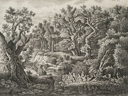 Anonimo (XIX secolo), Pescatore in riva al fiume v