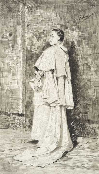 Anonimo (XIX secolo), Un cardinale in piedi in abi