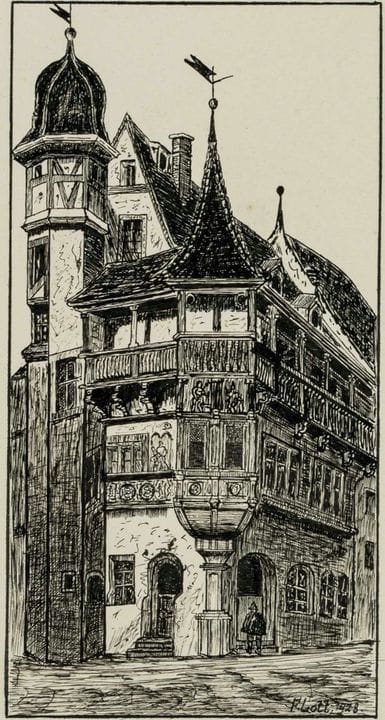 F. LOTT (20°), Casa di città medievale, 1928, Dise