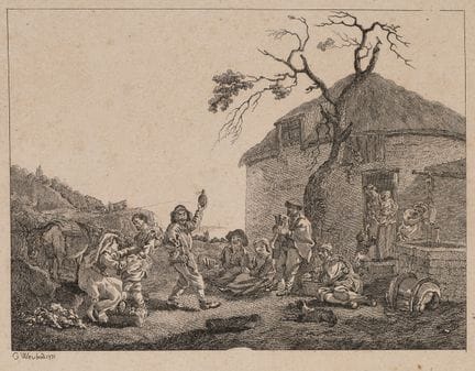 C. WEISBROD (1743-1806), Folk dance,  1771, Etchin