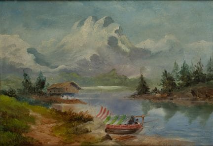 A. KIDD (19th), Landscape with an Alpine lake, Oil