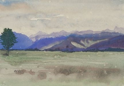 K. WOLF (1901-1993), Catena montuosa e il Traunste
