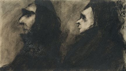 K. WOLF (1901-1993), Due figure in lutto,  1928, c