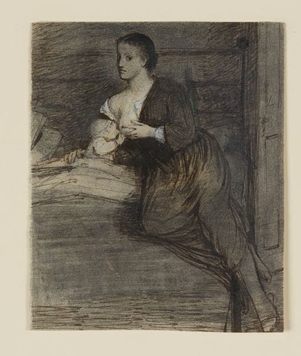 R. SCHICK (1840-1887), Mujer amamantando, hacia 18