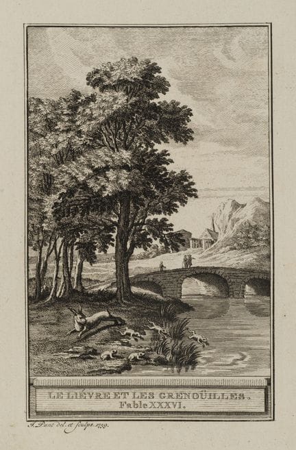 J. PUNT (1711-1779), Hare and Frogs,  1759, Etchin