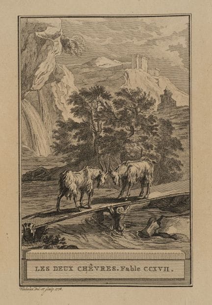 R. VINKELES (1741-1816), Two goats on a footbridge