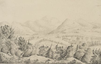 Anonimo (XIX secolo), Paesaggio collinare nei pres