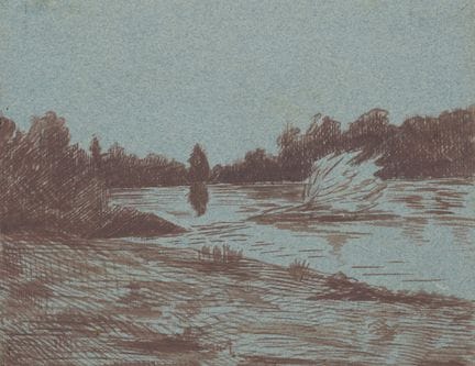 Desconocido (siglo XIX), Paisaje fluvial con abund