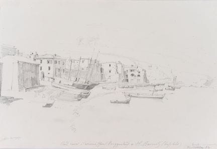 R. BURNITZ (1827-1880), La baia di Sorrento con ba
