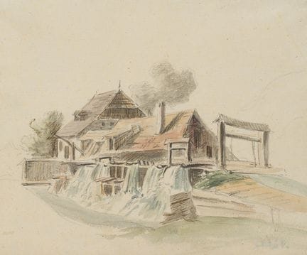 C. NATHE (1753-1806) Círculo, Vista de un molino, 