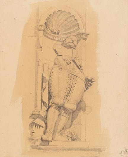 Anonimo (XIX secolo), Veduta di una statua di cava