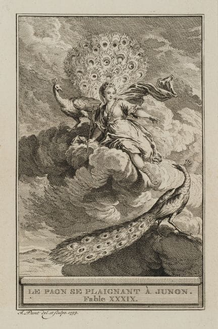 J. PUNT (1711-1779), Juno con pavos reales,  1759,