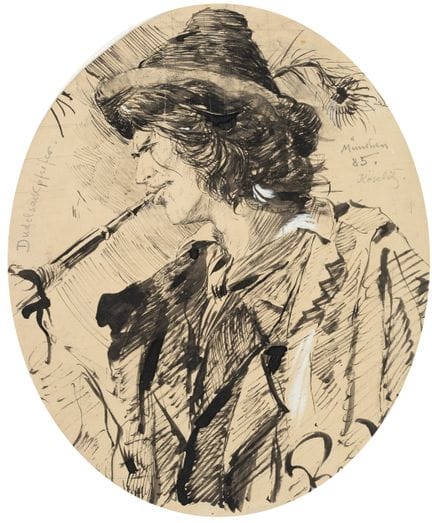R. KÖSELITZ (1861-1948), gaitero,  1885, dibujo a 