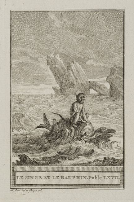 J. PUNT (1711-1779), A monkey on a dolphin in the 