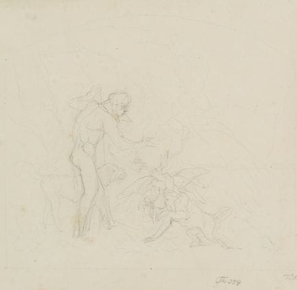 P. VEIT (1793-1877), Cazador con su presa, lápiz
P