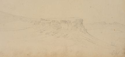 W. CAMPHAUSEN (*1818), Paesaggio con altopiano roc