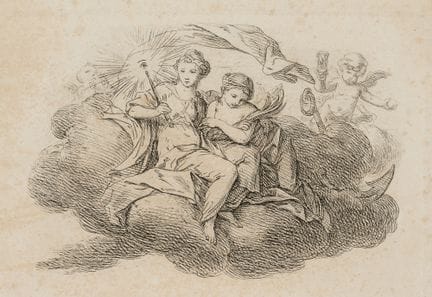 Sconosciuto (XIX), Allegorie femminili su una nuvo