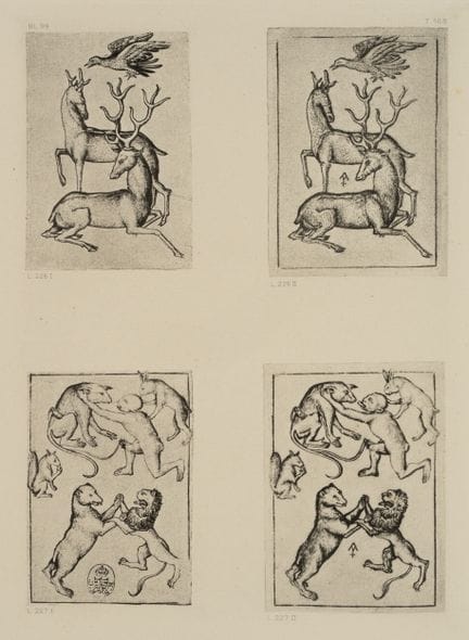 Da Monogramma MEISTER ES (*1450), Orso con leoni. 