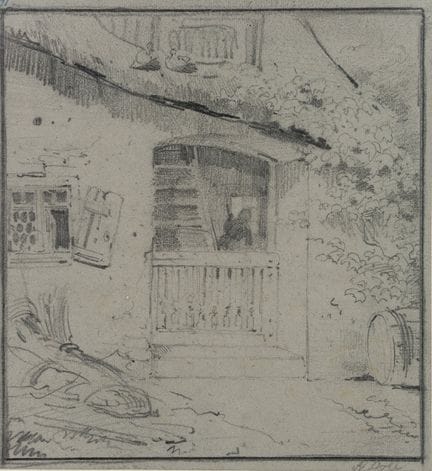 A. DOLL (1826-1887), Ingresso di una casetta, mati
