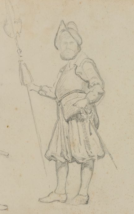 E. RONDAHL (1858-1914), Guardia con pica, hacia 18