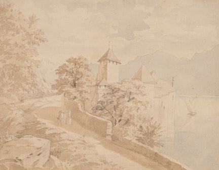 Anonimo (XIX secolo), Castello in riva al lago, ma