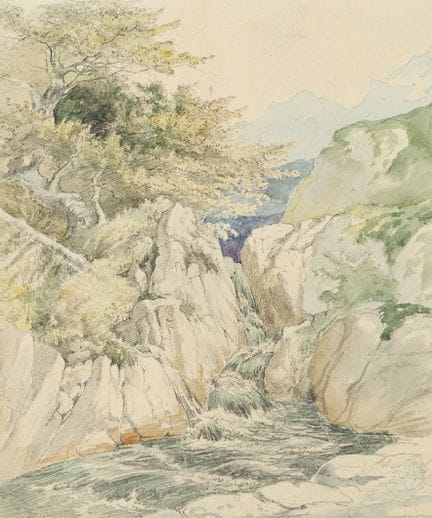 R. ERBE (1844-1903), Torrente di montagna nella va