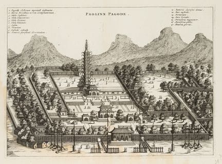 O. DAPPER (1636-1689), "Paolinx Pagoda", pagoda di