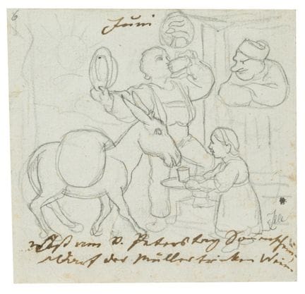 E. ILLE (1823-1900), Satira: un burro y un moliner