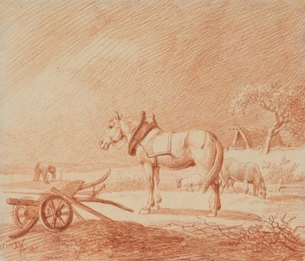 J. KLENGEL (1751-1824), Cavallo, contadini e aratr